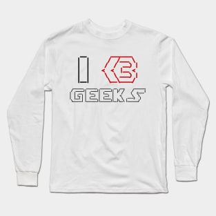 I Heart [Love] Geeks ASCII TEXT ART Long Sleeve T-Shirt